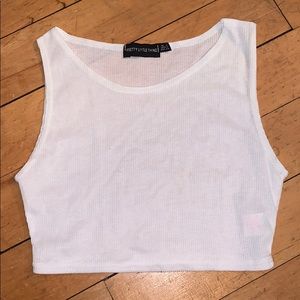 White rib racer crop top